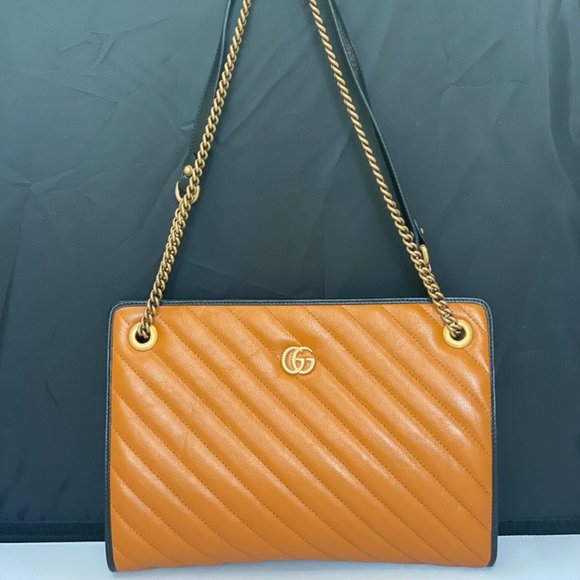 Gucci GG Marmont Shoulder Bag in Vaccha Brown - Picture 1 of 12